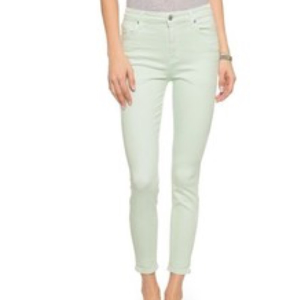 7 For All Mankind Mint Green Frayed Raw Hemmed Jeans Sz 27 with MEASUREMENTS!
